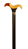 Unusual Ebony Wood Redwood and Boxwood Walking Stick 37 inches