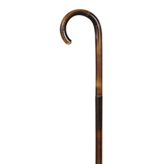 Traditional One Piece Solid Wood Walking Stick with Metal Spike
