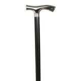 Crutch, nickel-plated, black beech, rubber / Nickel cane, black beech.