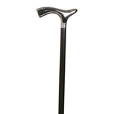 Nickel-plated flat crutch, black beech, rubber / Nickel plain cane, black beech