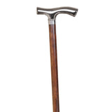 Crutch, nickel plated, brown beech, rubber / Nickel cane, brown beech