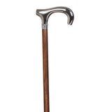 Derby crutch, nickel-plated, beech, brown, rubber / Nickel derby cane, brown beech