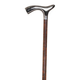 Nickel-plated flat crutch, beech, brown, rubber / Nickel plain cane, brown beech