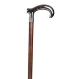 Curved nickel-plated crutch, brown beech, rubber / Nickel curve cane, brown beech.