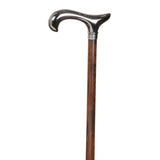 Nickel-plated classic crutch, brown beech, rubber / Nickel classic cane, brown beech.