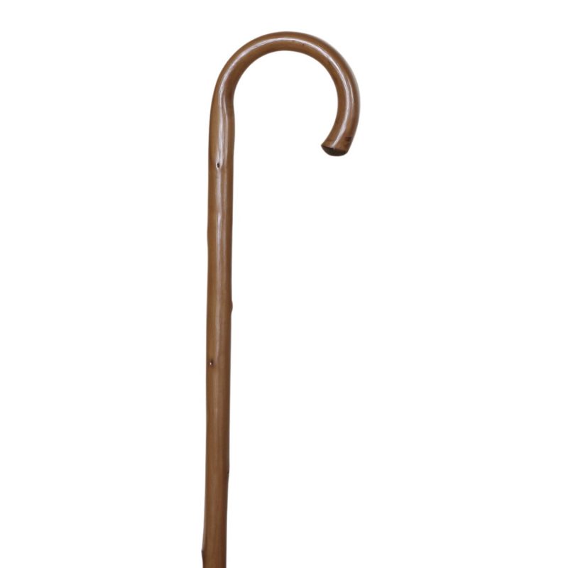 Traditional One Piece Solid Wood Walking Stick with Metal Spike