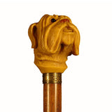 Cast Resin Bulldog Hardwood Collectable Walking Stick 37 inches