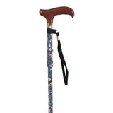 Mini folding aluminum crutch, printed with flowers and blue background