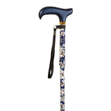 Mini folding aluminum crutch, printed with white flowers and blue background