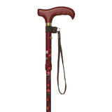 Mini folding aluminum crutch, printed with flowers and red background