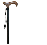 Mini folding crutch in aluminum, black and wooden handle