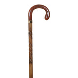 Cane fist shell, beech, carved, rubber Metacrilate handle, 22 mm., Carving beechwood