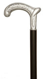 Premium Alpaca Silver Carved Leaf Derby Handle Walking Stick 37"