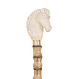 Elegant Bamboo Walking Stick Ivory Colour Horse Head