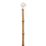 Elegant Bamboo Walking Stick Ivory Colour Dog Head Handle Collectable Animal Cane
