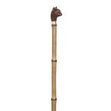 Stunning Cat Head Walking Stick Mounted on Bamboo Shaft
