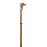 Handsome Bamboo Walking Stick with Dog Head Handle and Gold Colour Ring