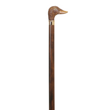 Brown Duck Topper Walking Stick Brown Beech Wood Stick Gold Collar