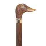 Brown Duck Topper Walking Stick Brown Beech Wood Stick Gold Collar