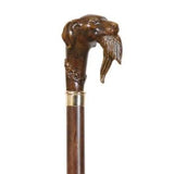 Hunting Dog With Duck Brown Walking Stick Hard Beech Wood Cane Animal Carved Knob Handle 37