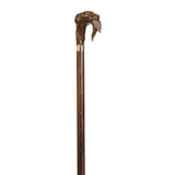 Hunting Dog With Duck Brown Walking Stick Hard Beech Wood Cane Animal Carved Knob Handle 37" 95cm