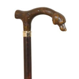 Long Dog Head Walking Stick Collector's Cane Animal Carved Beech Wood Cane 36