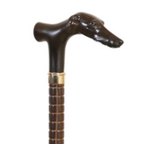 Collectable Whippet Walking Stick Brown Beech Wood Cane Carved Shaft 36" 92cm