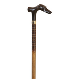 Collectable Whippet Walking Stick Brown Beech Wood Cane Carved Shaft 36" 92cm