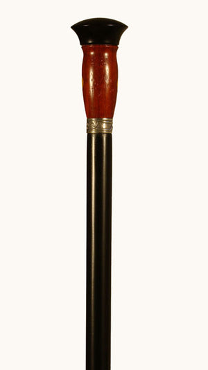 Charmin Ebony Wood Redwood and Boxwood Staff Walking Stick 37 inches