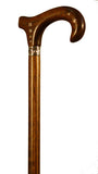 Premium Mongoy Wood Walking Stick with Derby Handle and Silver Ring