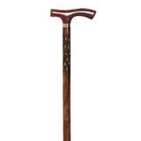 Crutch fist shell, carved beech, rubber / Metacrilate handle, carving beechwood