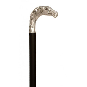 Hallmarked Sterling Silver 925 Carved Horse Head Walking Cane