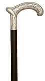 Premium Alpaca Silver Carved Leaf Derby Handle Walking Stick 37
