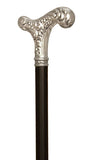 Premium Alpaca German Silver Carved Derby Handle Walking Stick 37"