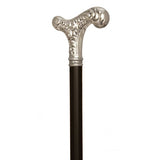 Formal Hallmarked Sterling Silver 925 Carved Floral Walking Cane