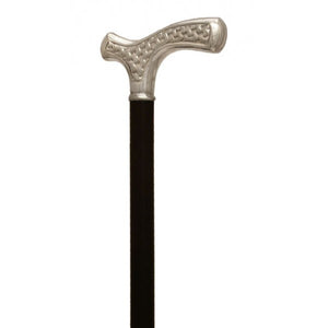 Formal Hallmarked Sterling Silver 925 Carved Fritz Walking Cane