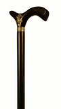 Ebony and Sterling Silver Fritz Handle Walking Stick 37 inches