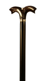 Ebony and Bone Handle Walking Stick with Sterling Silver Collar 37 inches