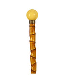 WHITE BALL AND BAMBOO WALKING CANE