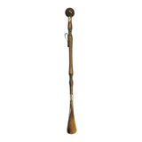 Varnished beech wood shoehorn with brown ball cuf