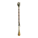 Varnished beech wood shoehorn with large scraper handle
