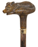Fox Handle Collectable Walking Stick Brown Beech Wood Cane Shaft 37