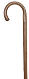Traditional One Piece Solid Wood Walking Stick with Metal Spike